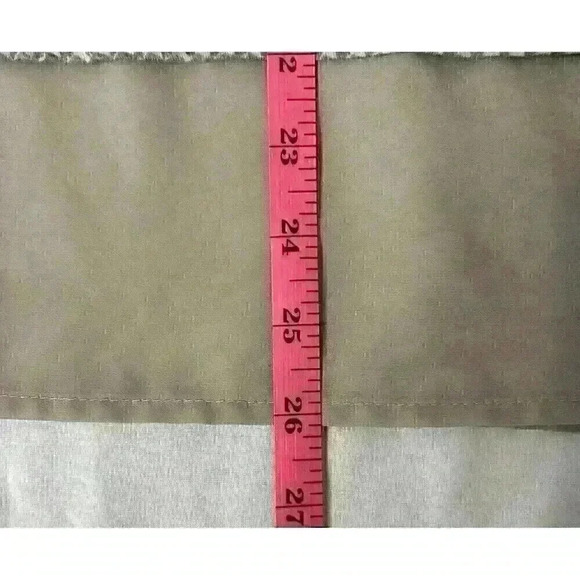 Chicos Womens Size 1 Medium Tan White Tunic Short Sleeve Top V Neck Chiffon Hem - Picture 4 of 13